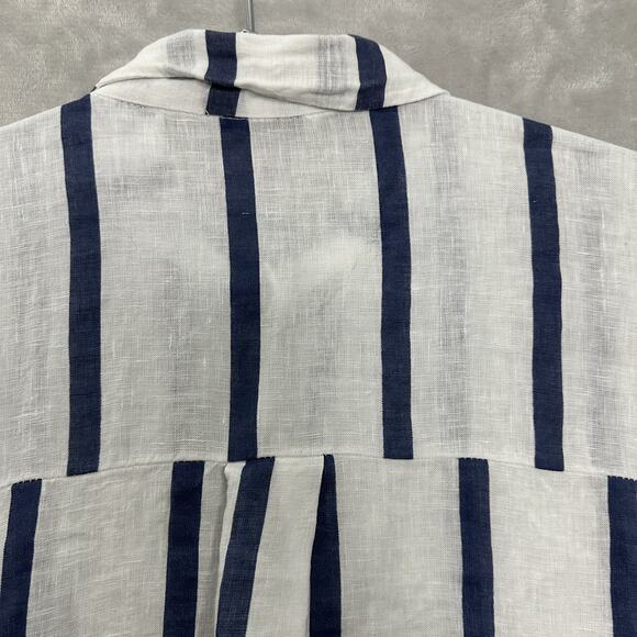 Liabella Italy Women's Oversized Lagenlook Top One Size White Blue Striped - Picture 6 of 14